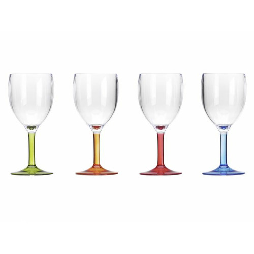 Lot de 4 verres à vin acrylique pieds colorés Flamefield