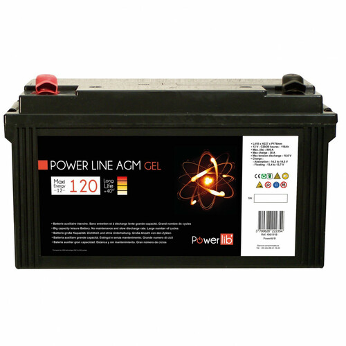 Batterie auxiliaire Power Line Gel 12 Volts 120 Ampères - INOVTECH