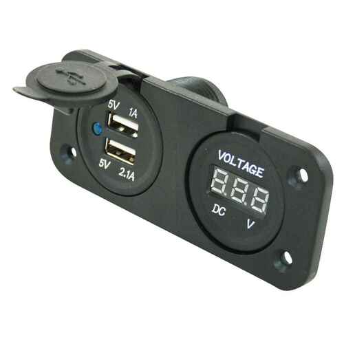 Socle 2 prises USB + voltmètre Encastrable - HABA