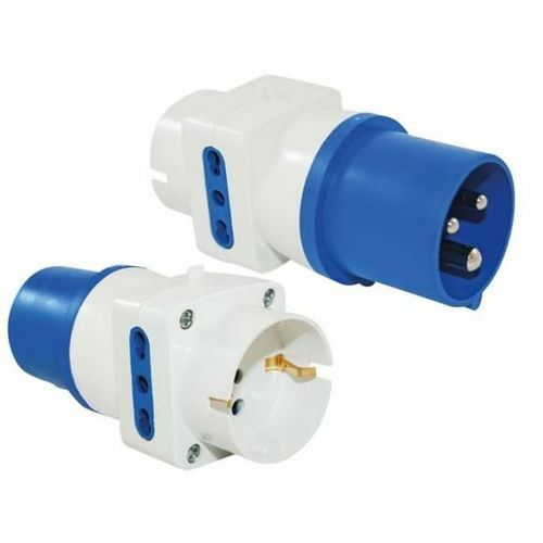 Adaptateur mâle CEE 17 - femelle Schuko + femelle 3 broches type L Italie - HABA