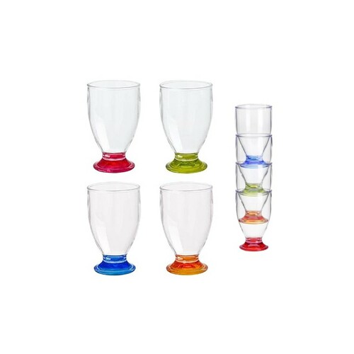 LOT DE 4 VERRES PIEDS DE COULEURS