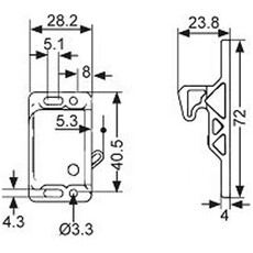 Miniature Loqueteau de porte plastique 28 x 40 mm noir force 22N N° 1