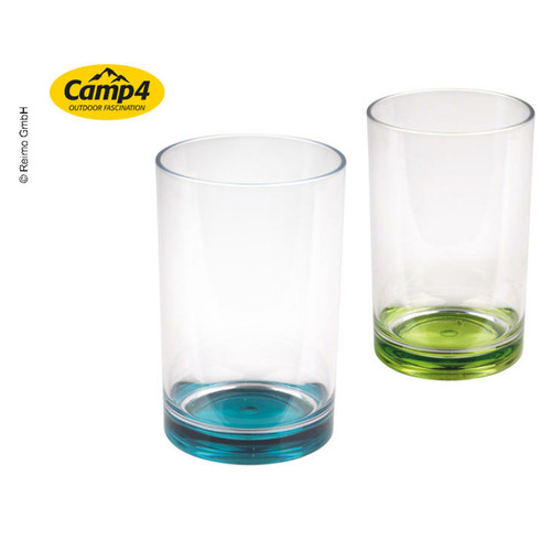 Lot de 2 Verres 350 ML avec fond coloré TARIFA TURQUOISE ET VERT - CAMP4