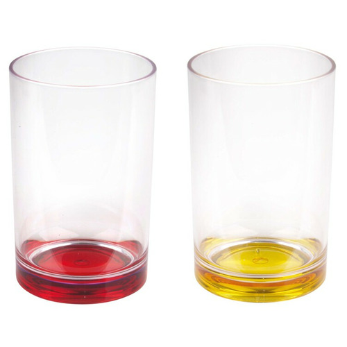 Lot de 2 Verres avec fond coloré TARIFA - JAUNE ET ROUGE - CAMP4