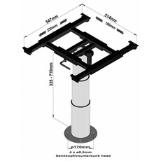 Miniature PIED DE TABLE TELESCOPIQUE de 335 à 710 mm. PLATEAU COULISSANT N° 1