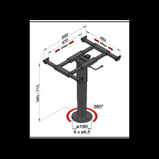 Miniature PIED DE TABLE TELESCOPIQUE DE 340 A 715mm ROTATION 360° N° 1 Miniature PIED DE TABLE TELESCOPIQUE DE 340 A 715mm ROTATION 360° N° 1