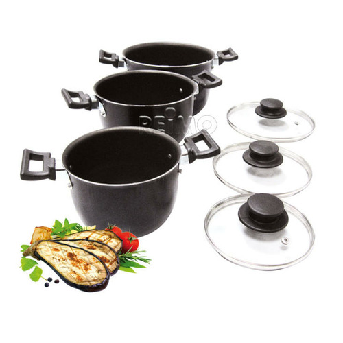 SET DE 3 CASSEROLES AVEC POIGNÉES ET COUVERCLES - CAMP4