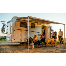 Miniature STORE F45S - 4.25M - BOITIER POLAR WHITE - TOILE ROYAL GREY - FIAMMA N° 6