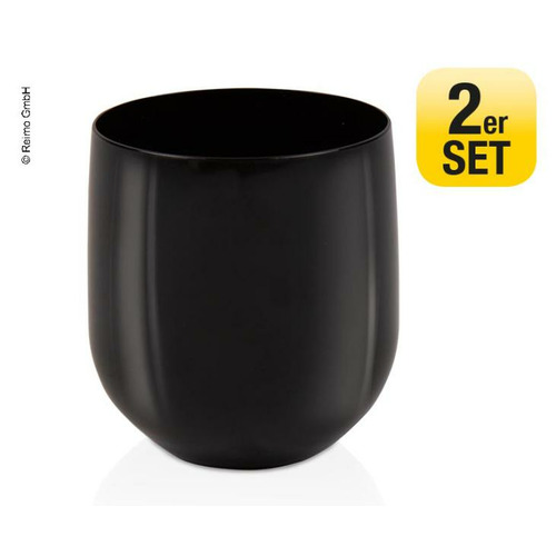 Lot de 2 Verres à eau en plastique noir - CAMP4