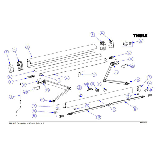 Plaque D'extrémité Gauche Avec Mécanisme De Manivelle Pour Stores Thule Omnistor 4900 Et