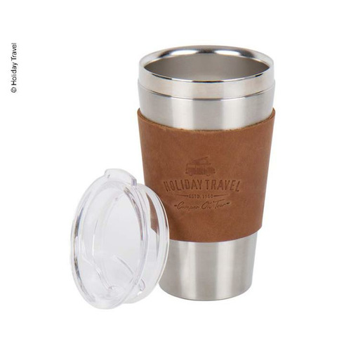 MUG en acier inoxydable avec manchon en cuir