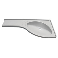 Miniature LAVABO D''ANGLE ENCASTRABLE AVEC TABLETTE À GAUCHE 84 x 37,5 x 15 cm N° 0 Miniature LAVABO D''ANGLE ENCASTRABLE AVEC TABLETTE À GAUCHE 84 x 37,5 x 15 cm N° 0