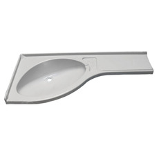 Miniature LAVABO D'ANGLE ENCASTRABLE AVEC TABLETTE À DROITE 84 x 37,5 x 15 cm N° 0 Miniature LAVABO D'ANGLE ENCASTRABLE AVEC TABLETTE À DROITE 84 x 37,5 x 15 cm N° 0