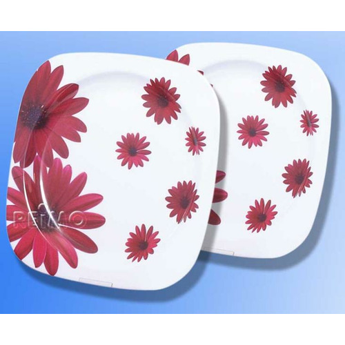 LOT DE 2 ASSIETTES Red Flower MÉLAMINÉ - CAMP4 - CAMP 4