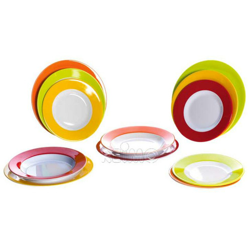 LOT DE 12 ASSIETTES MÉLAMINÉ MULTICOLORE