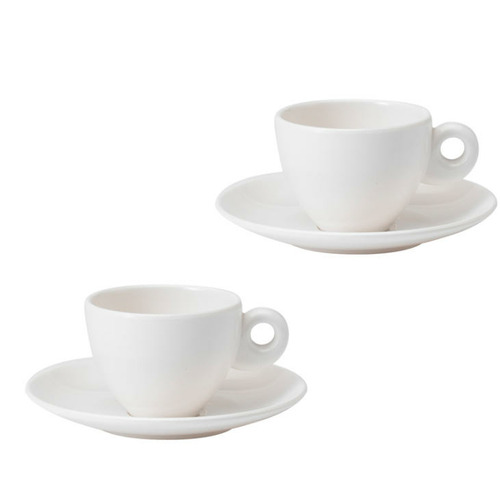 SET DE 2 TASSES A EXPRESSO AVEC SOUCOUPE MÉLAMINÉ GIMEX 100ML - BLANCHES