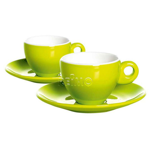 SET DE 2 TASSES A EXPRESSO AVEC SOUCOUPE MELAMINE GIMEX 100ML - VERT ET BLANC