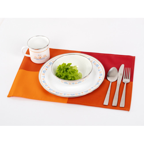 LOT DE 2 SETS DE TABLE EN PVC COLORIS ORANGE / ROUGE - CAMP4 - CAMP 4