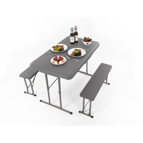  SET DE CAMPING EASY - 1 TABLE 105X65cm + 2 BANCS - CAMP 4