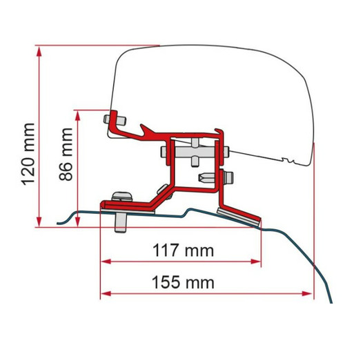 KIT ADAPTATEUR pour store F40 pour FORD TRANSIT CUSTOM LONG L2 - FIAMMA 
