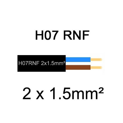 Câble électrique H07RNF cuivre souple 2x1.5mm² - au mètre