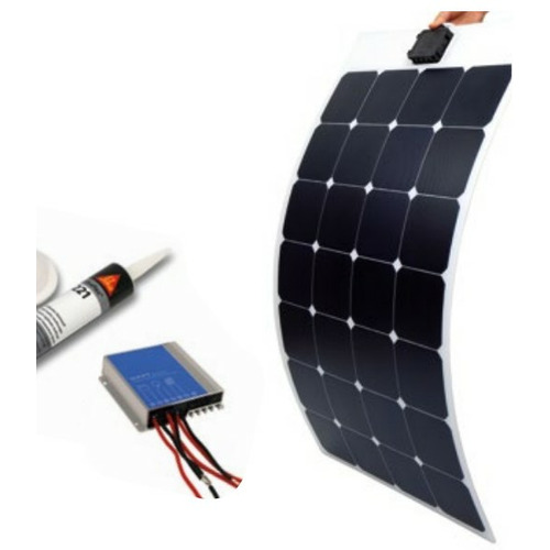 Kit Camping Car complet 130W pré-câblé (3,5m), panneau HPFLEX 130W, rég. MPPT, passe-toit, colle - ETFE-ENERGIE MOBILE Kit Camping Car complet 130W pré-câblé (3,5m), panneau HPFLEX 130W, rég. MPPT, passe-toit, colle - ETFE-ENERGIE MOBILE