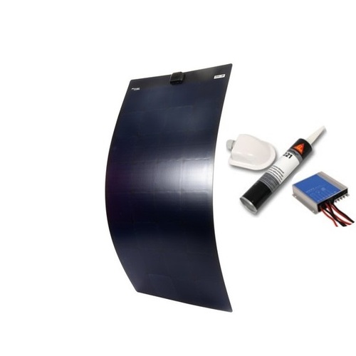 Kit Camping Car complet 236W pré-câblé (3,5m), panneau HPFLEX 236W NOIR, rég. MPPT, passe-toit, colle - ETFE-ENERGIE MOBILE