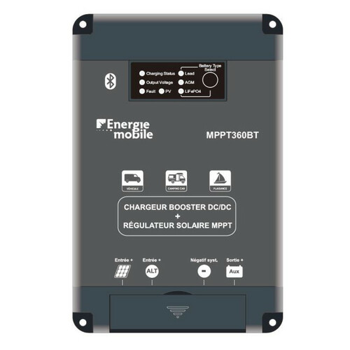 Chargeur booster 12V-25/30A avec régulateur MPPT - Bluetooth -MPPT360BT-ENERGIE MOBILE