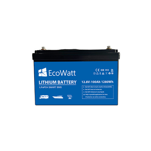 BATTERIE DECHARGE LENTE LITHIUM 12V-100AH LIFEPO4 FER-PHOSPHATE - ECOWATT