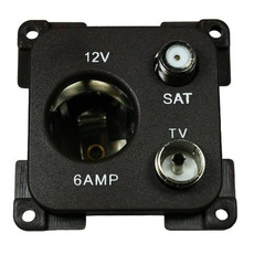 C-LINE PRISE 12V + ANT + SAT NOIR - HABA