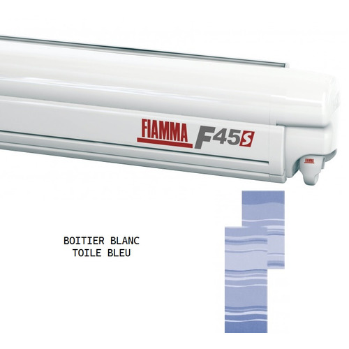 STORE F45S 3.75M METRES BOITIER POLAR WHITE TOILE BLUE - FIAMMA