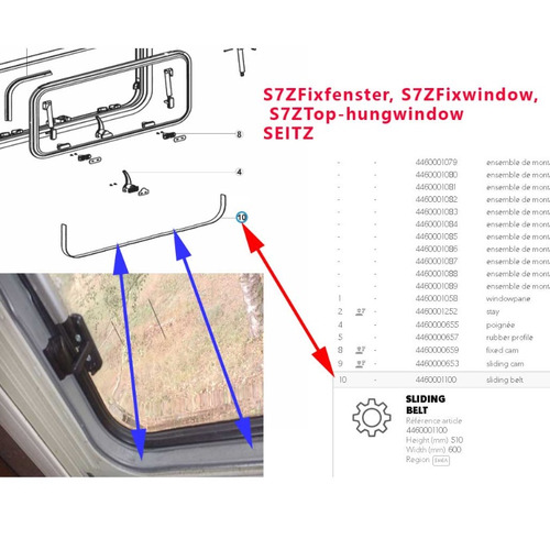 Ceinture coulissante pour fenêtre ou baie S7ZT, S7ZFixfenster, S7ZFixwindow 600x510