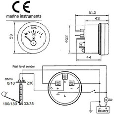 Miniature OSCULATI Jauge pour sonde 10/180 ohm N° 2