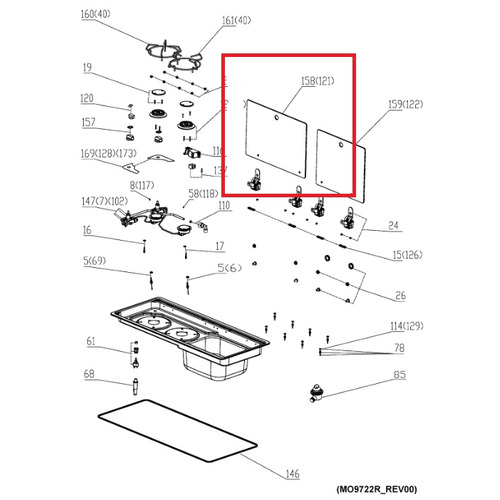 COUVERCLE EN VERRE GAUCHE - DOMETIC