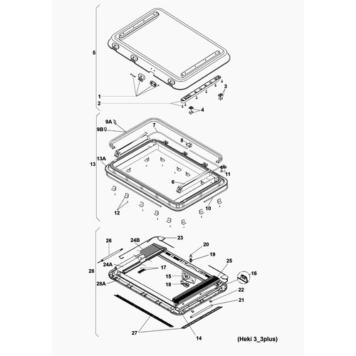 CADRE INTERIEUR COMPLET HEKI 3 + - DOMETIC