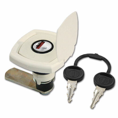 SERRURE1049 BLANCHE COMPLETE CLEFS ET BARILLET AVEC CACHE - ZADI