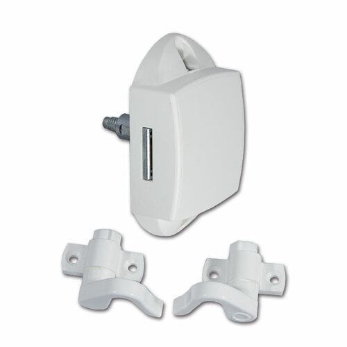 SERRURE PUSH-LOCK BLANCHE AVEC CROCHETS D+G