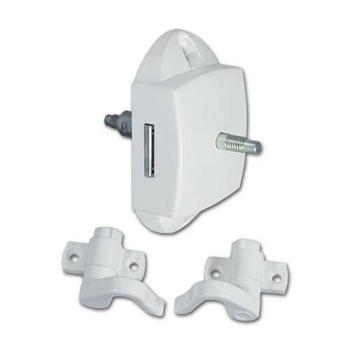 SERRURE PUSH-LOCK BLANCHE AVEC ENCOCHES ET CROCHETS D+G