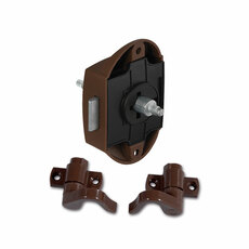 Miniature SERRURE PUSH-LOCK MARRON AVEC ENCOCHES ET CROCHETS N° 1