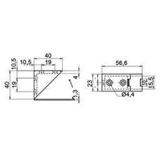Miniature Equerre marron pour meuble 2 trous à couvercle repliable N° 1 Miniature Equerre marron pour meuble 2 trous à couvercle repliable N° 1