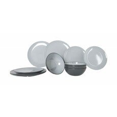 VAISSELLE VIVID MELAMINE 12 PCS - GRIS - GIMEX