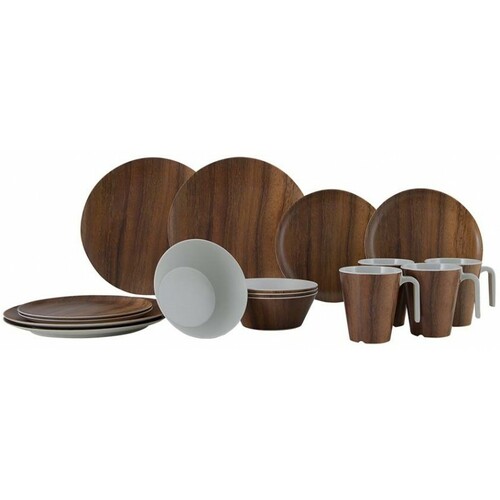 VAISSELLE NATURE MELAMINE 16 PCS - BOIS
