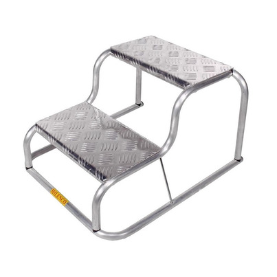Marchepied Double Pour Caravane Dema DDT 2 - En Acier Laqué, Charge Max 150 Kg, Marches Antidérapantes 38x26 Cm