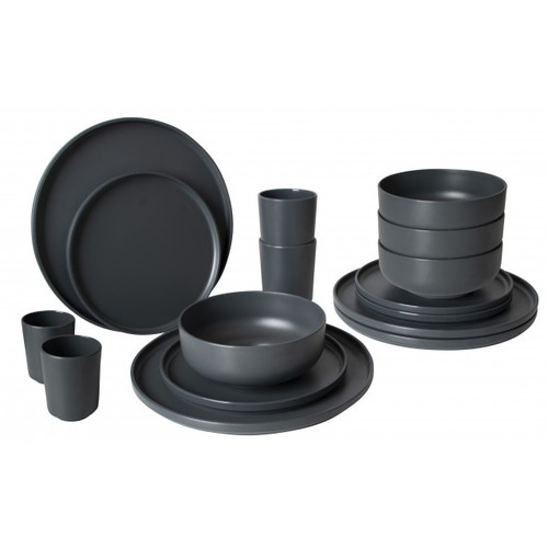 VAISSELLE PATOM MELAMINE 16 PCS ANTHRACITE - BO CAMP