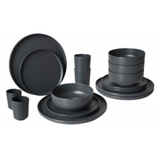 Miniature VAISSELLE PATOM MELAMINE 16 PCS ANTHRACITE - BO CAMP N° 0