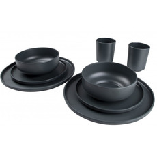 Miniature VAISSELLE PATOM MELAMINE 16 PCS ANTHRACITE - BO CAMP N° 1