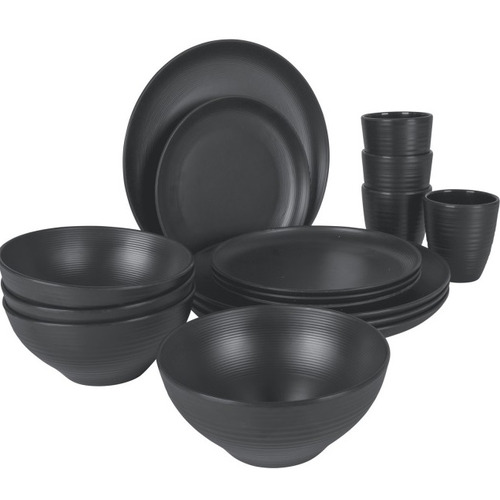 VAISSELLE ORVILLE MELAMINE 16 PCS ANTHRACITE - BO CAMP