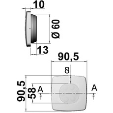 Miniature Plafonnier LED IP43 à encastrer Square N° 1