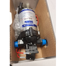 Miniature Pompe Shurflo 12volts 7 litres minute avec filtre - attention produit neuf avec défaut d’aspect suite à un sinistre transport - produit neuf jamais utilisé N° 1