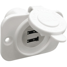 Miniature Double prise USB blanche écrou arrière + panneau - OSCULATI N° 0 Miniature Double prise USB blanche écrou arrière + panneau - OSCULATI N° 0